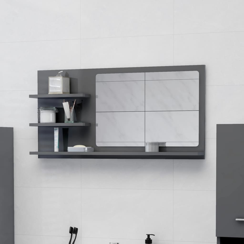 vidaXL vannitoa peeglikapp hall 90x10,5x45 cm puitlaastplaat