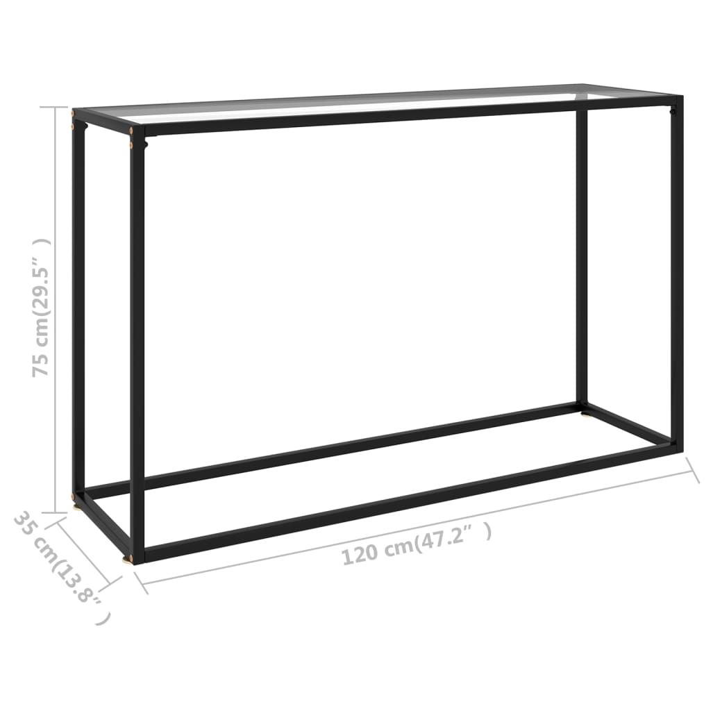 vidaXL konsoollaud, läbipaistev, 120 x 35 x 75 cm, karastatud klaas