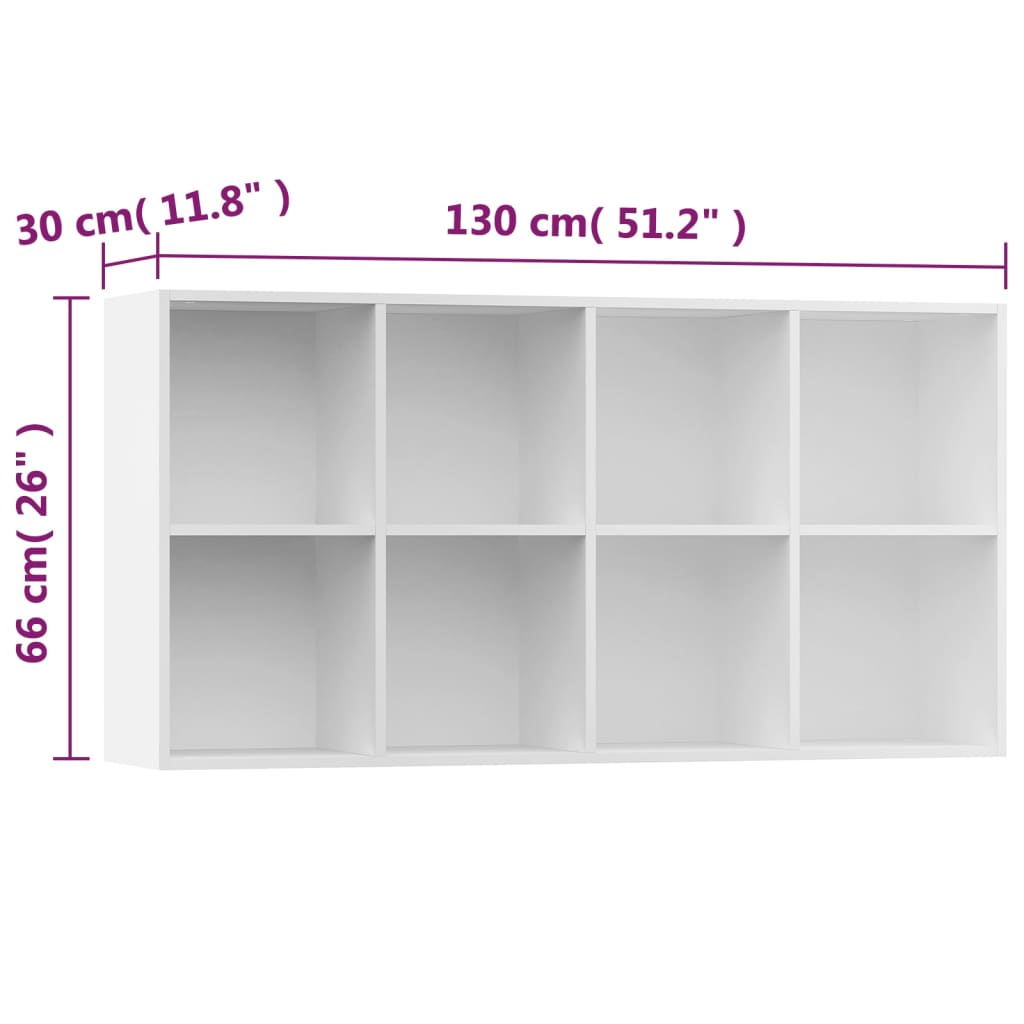 vidaXL raamaturiiul/puhvetkapp, valge, 66 x 30 x 130 cm, puitlaastplaat