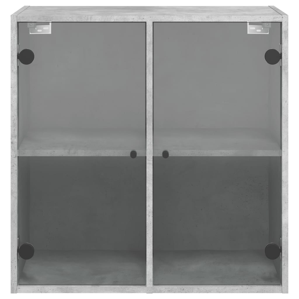 vidaXL klaasustega külgkapp, betoonhall, 68 x 37 x 68,5 cm