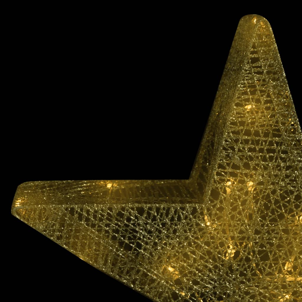 vidaXL jõulukaunistus tähed 3 tk, kuldne, võrgust, LED, õue ja tuppa