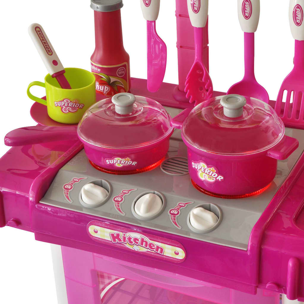 Laste mänguköök tule- ja heliefektidega, roosa