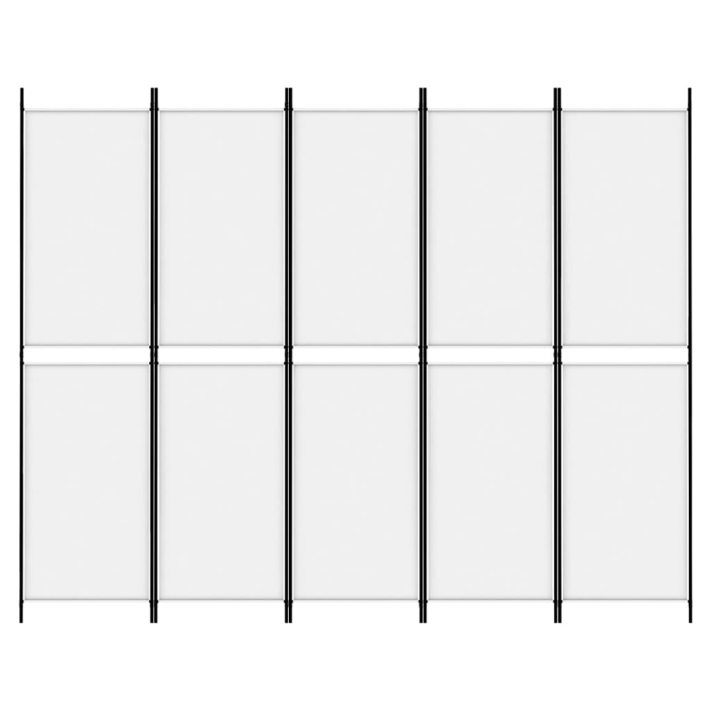 vidaXL 5 paneeliga ruumijagaja, valge, 250 x 200 cm, kangas