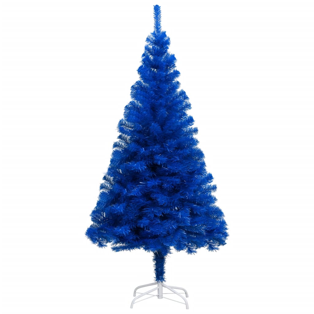 vidaXL valgustusega kunstkuusk kuulidega, sinine, 120 cm, PVC