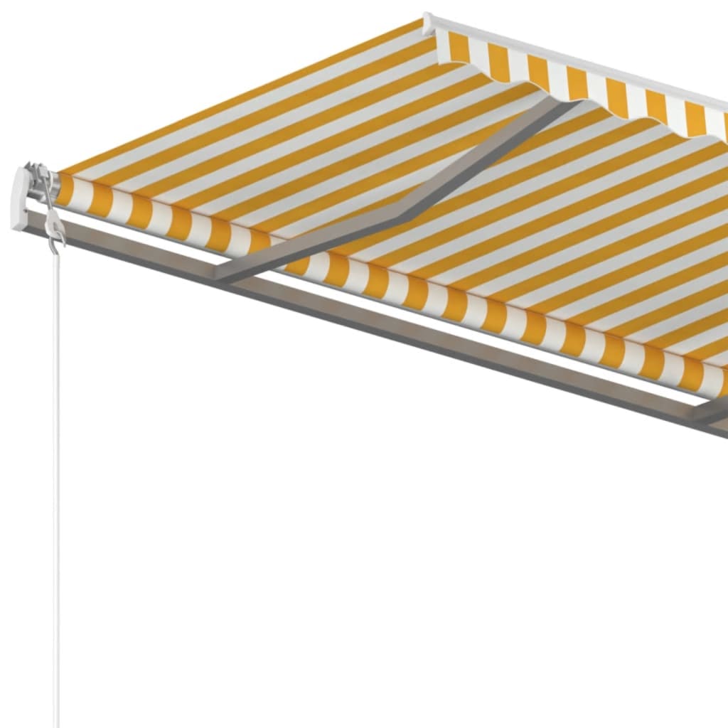 vidaXL käsitsi sissetõmmatav varikatus postid, 4x3,5 m, kollane/valge