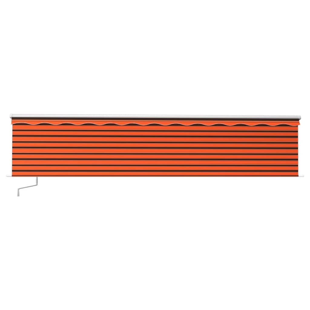 vidaXL käsitsi sissetõmmatav varikatus rulooga, 6 x 3 m, oranž/pruun