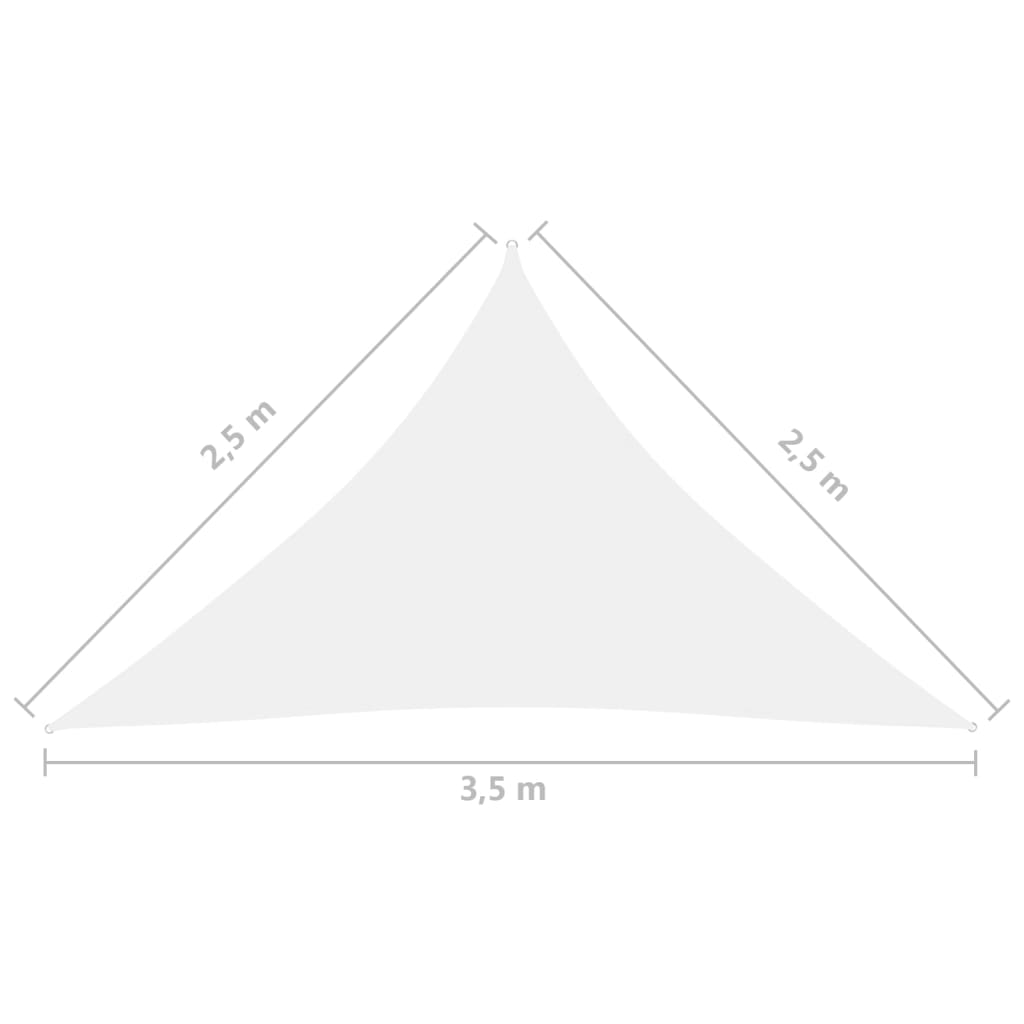 vidaXL päikesepuri, kolmnurk, 2,5 x 2,5 x 3,5 m, valge