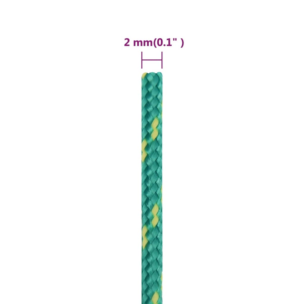 vidaXL paadiköis, roheline, 2 mm, 25 m, polüpropüleen