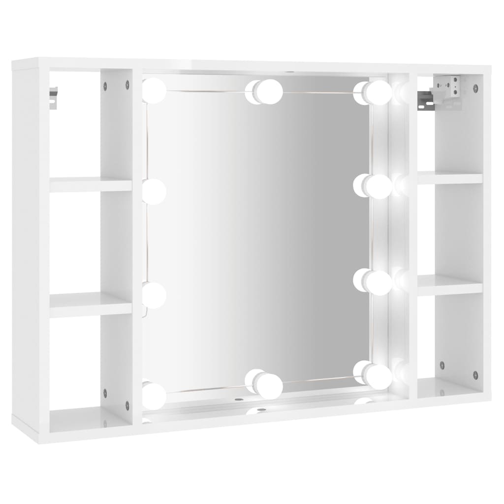 vidaXL peegelkapp LEDiga, kõrgläikega valga, 76 x 15 x 55 cm