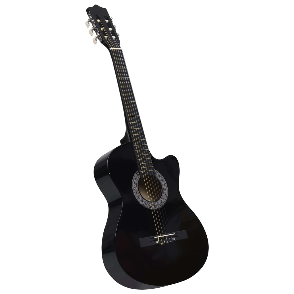 vidaXL 12-osaline klassikalise kitarri komplekt 6 keelega, must, 38''