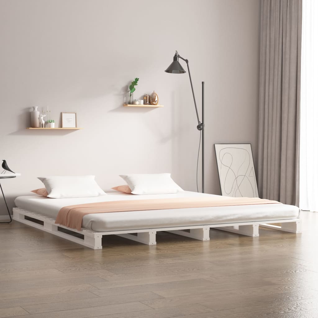 vidaXL kaubaalustest voodi, valge, 120 x 190 cm, männipuit