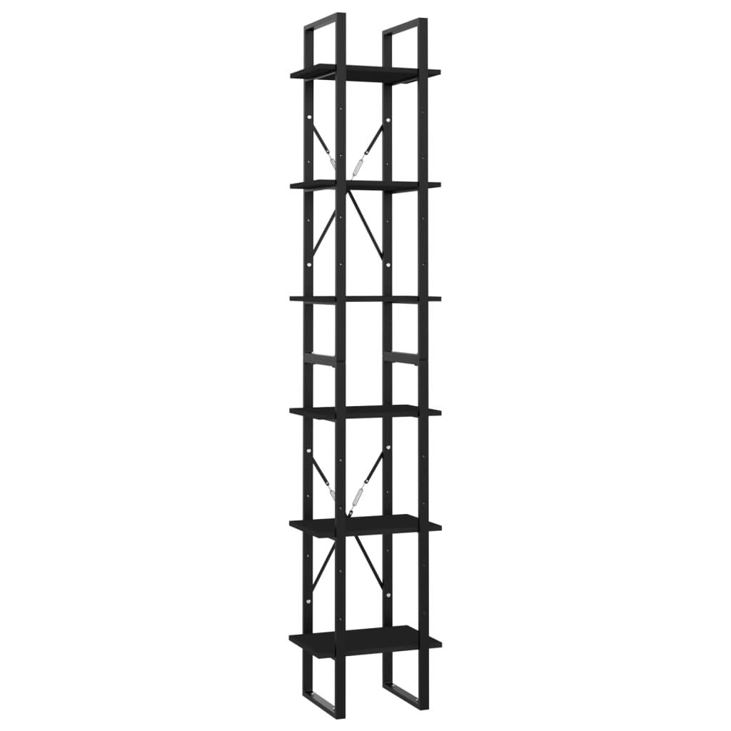 vidaXL 6-korruseline raamaturiiul, must, 40x30x210 cm, puitlaastplaat