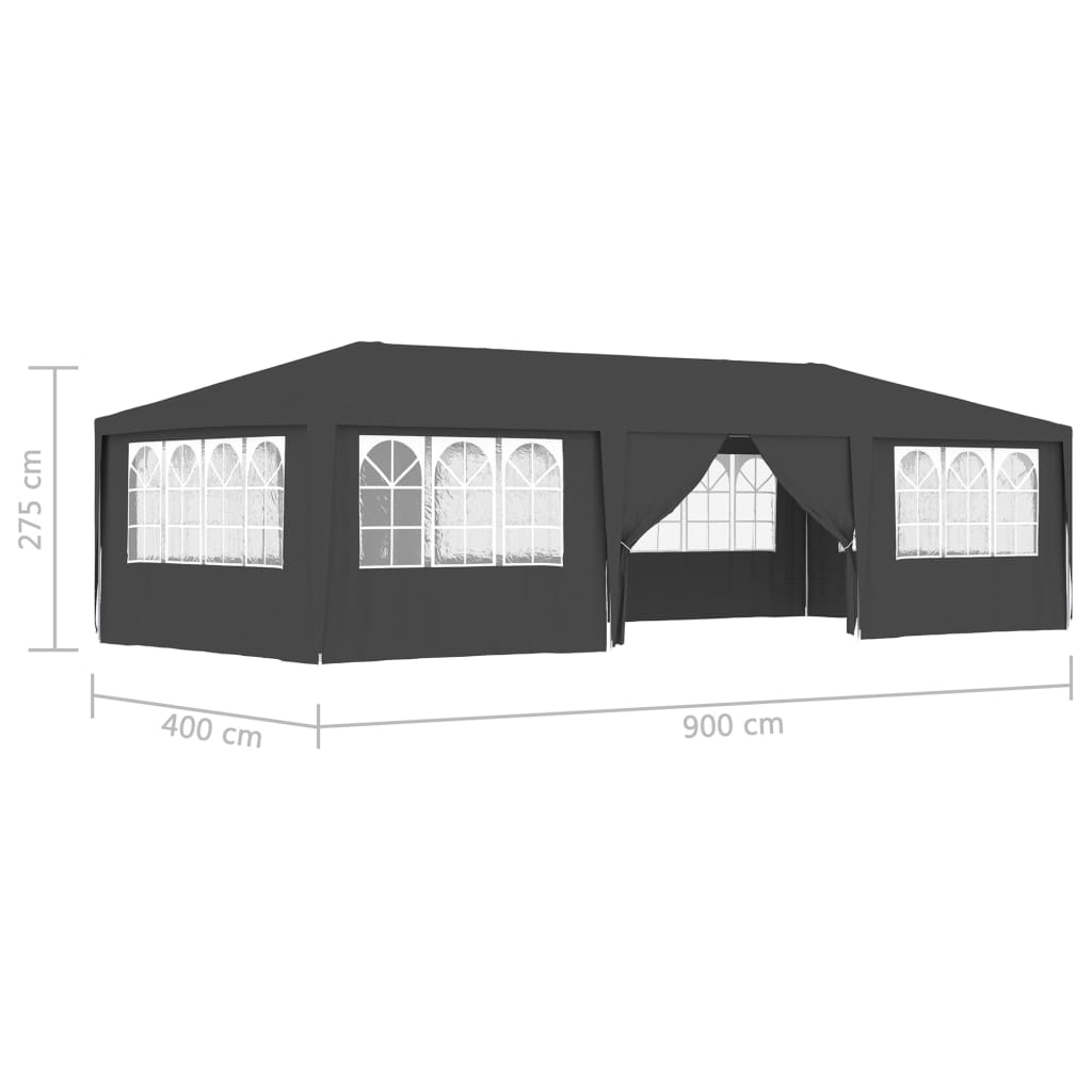 vidaXL professionaalne peotelk külgseintega, 4x9 m, antratsiit 90 g/m²