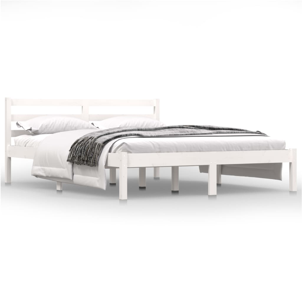 vidaXL, voodi, männipuit, 140x190 cm, valge