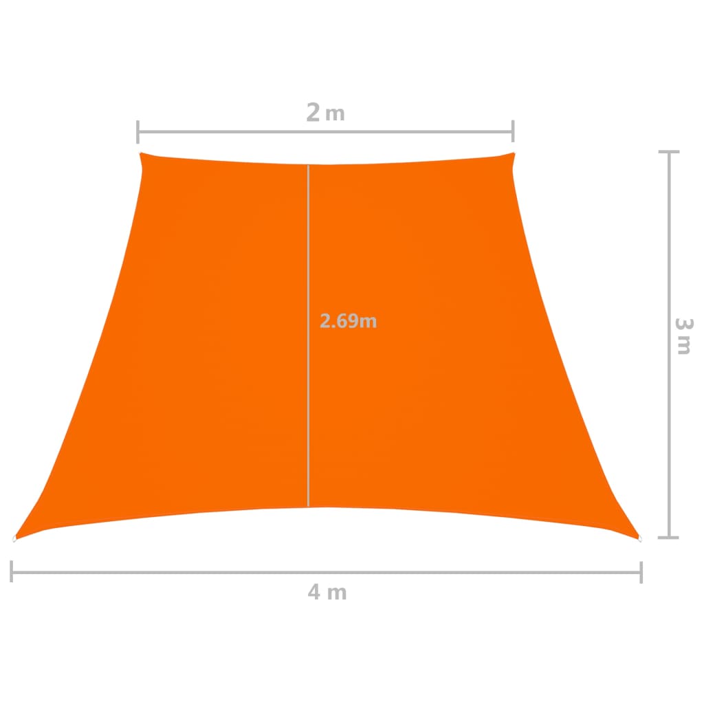 vidaXL oxford-kangast päikesepuri, trapets, 2/4x3 m m, oranž