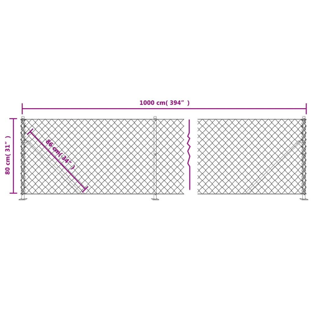 vidaXL võrkaed äärikuga, antratsiithall, 0,8 x 10 m