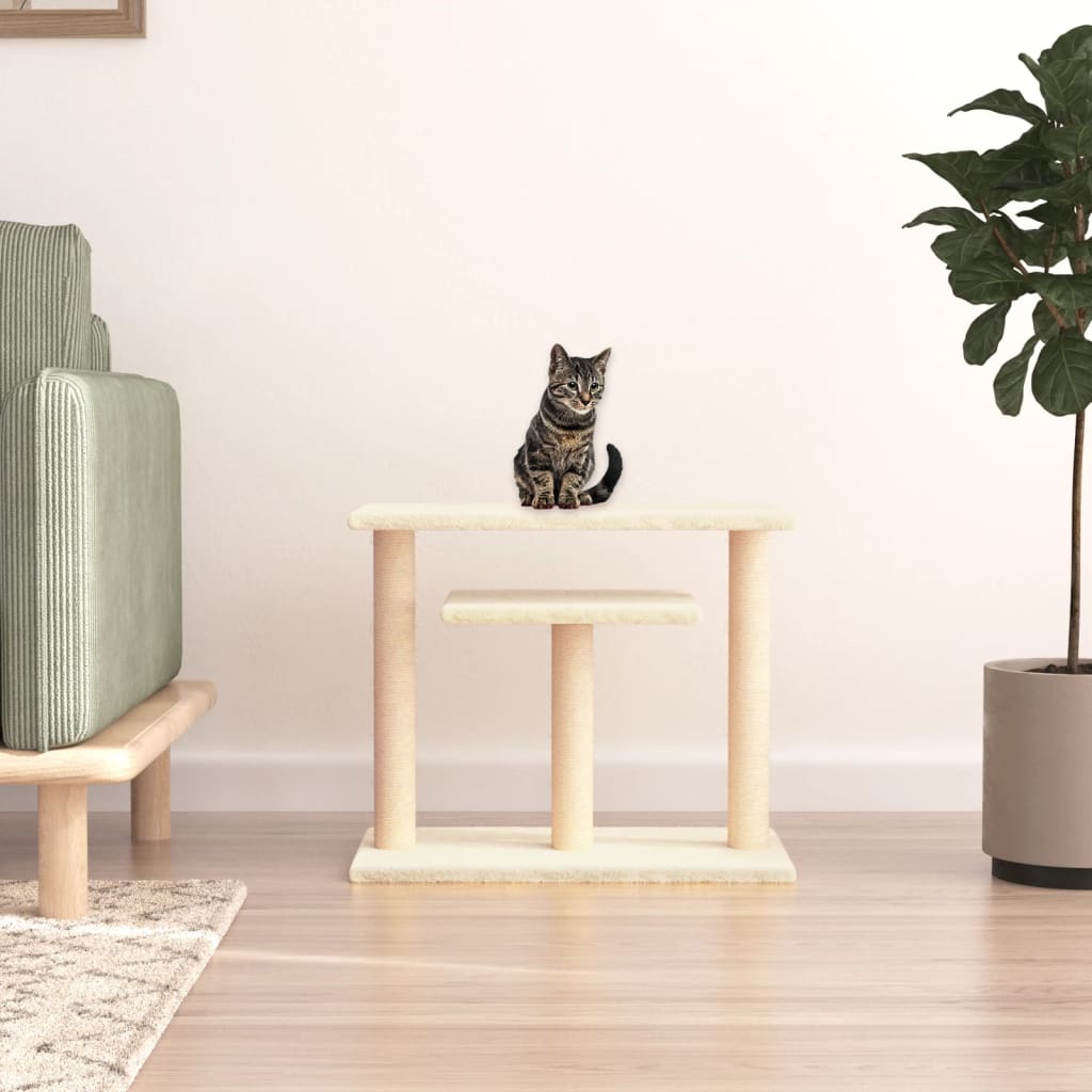 vidaXL kassi kraapimispuu platvormidega, kreemjas, 62,5 cm
