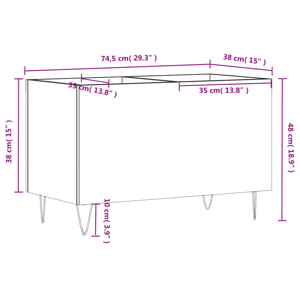 vidaXL plaadikapp, Sonoma tamm, 74,5 x 38 x 48 cm, tehispuit
