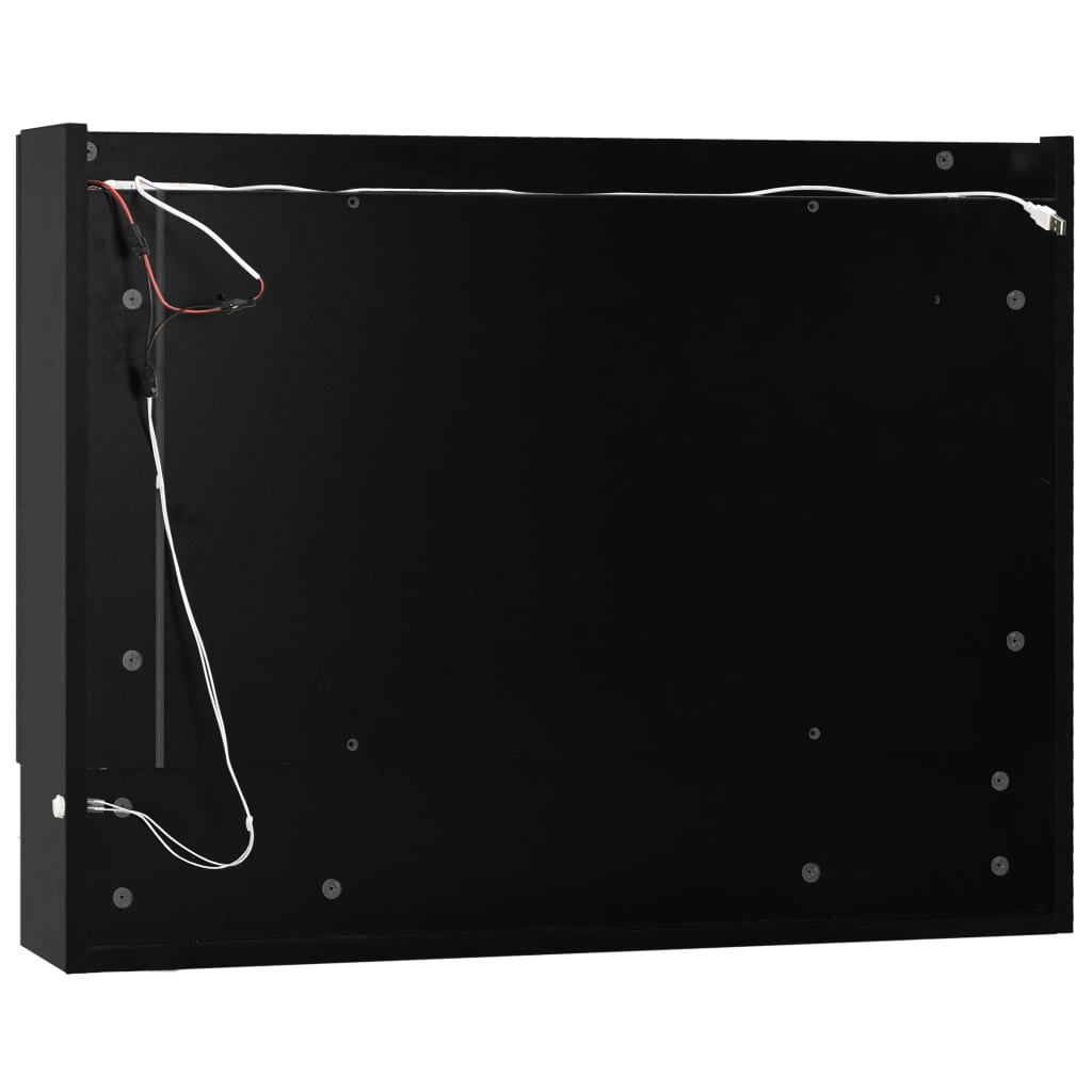 vidaXL LEDidega vannitoa peegelkapp, must, 80 x 15 x 60 cm, MDF