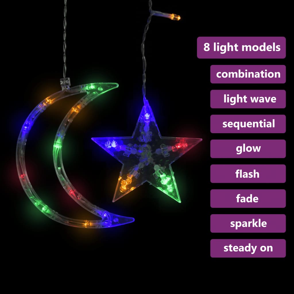 vidaXL haldjatuled tähed ja kuud, puldiga, 345 LEDi, värviline