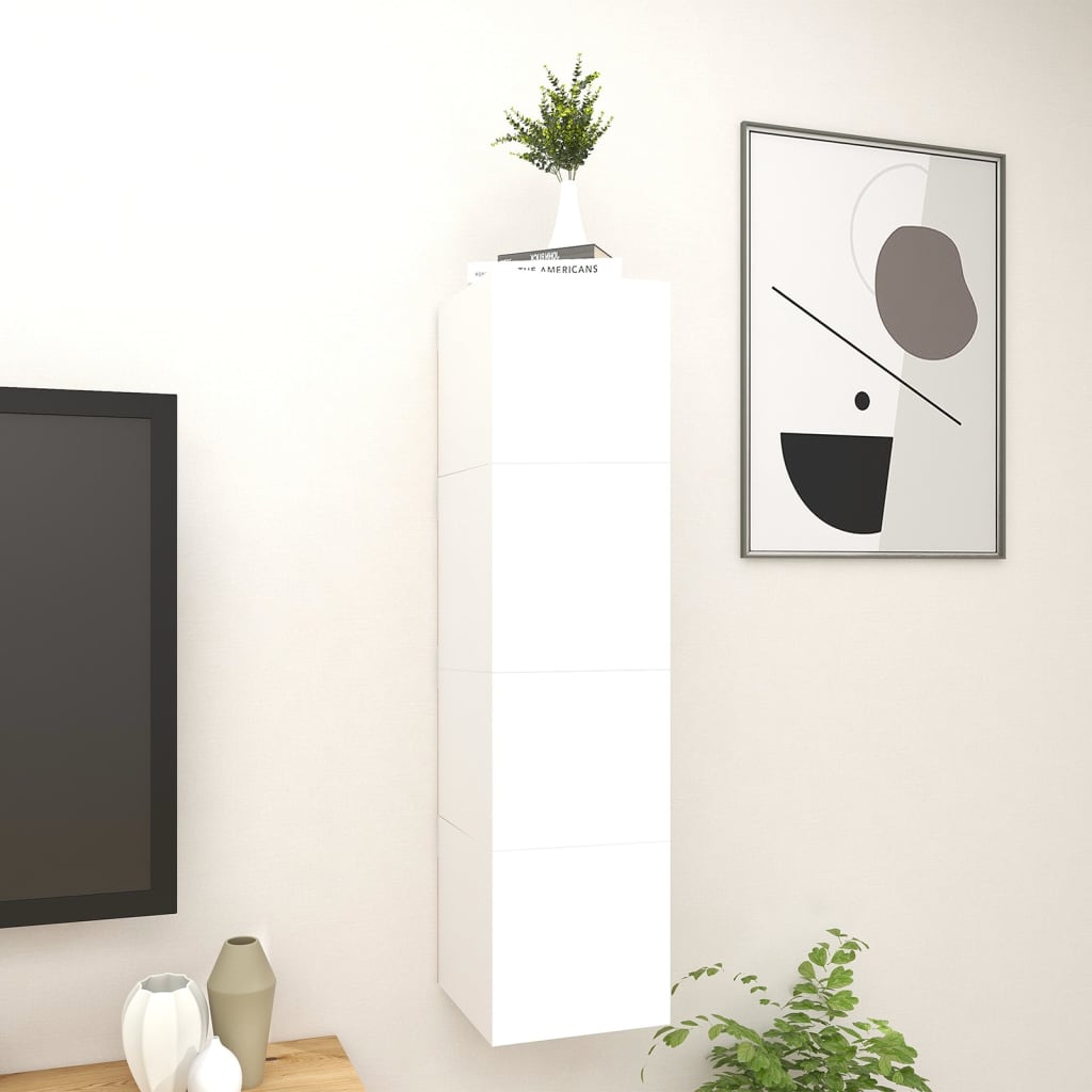 vidaXL seinale kinnitatavad telerikapid, 4 tk, valge, 30,5x30x30 cm