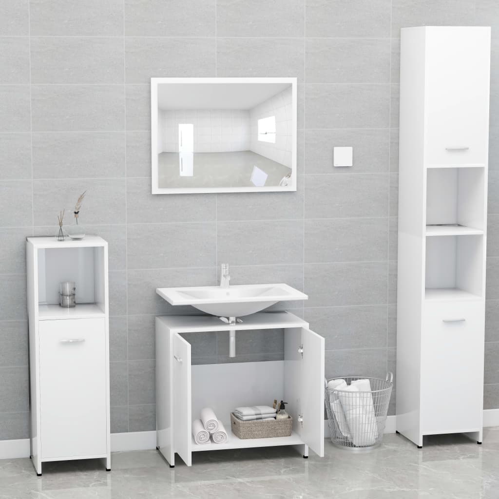 vidaXL vannitoamööbli komplekt, valge, tehispuit