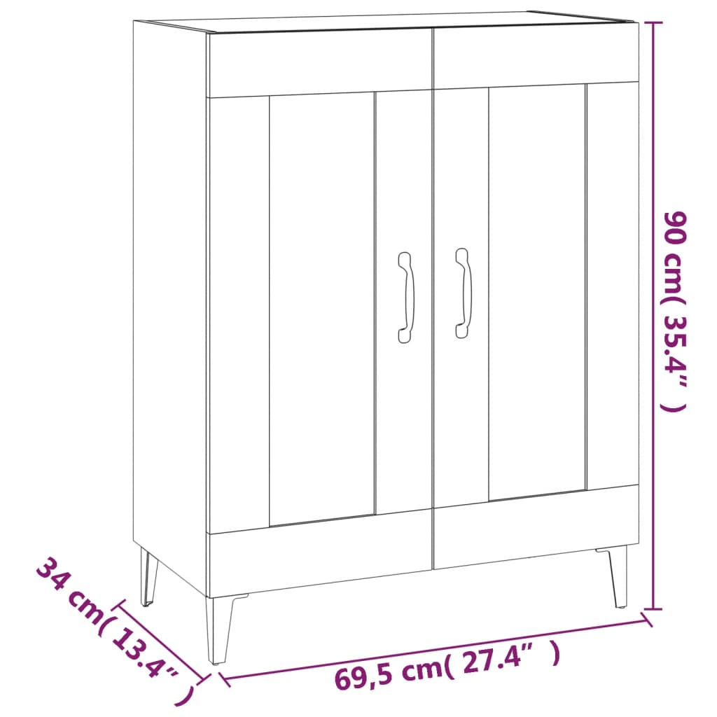 vidaXL puhvetkapp, pruun tamm, 69,5 x 34 x 90 cm, tehispuit