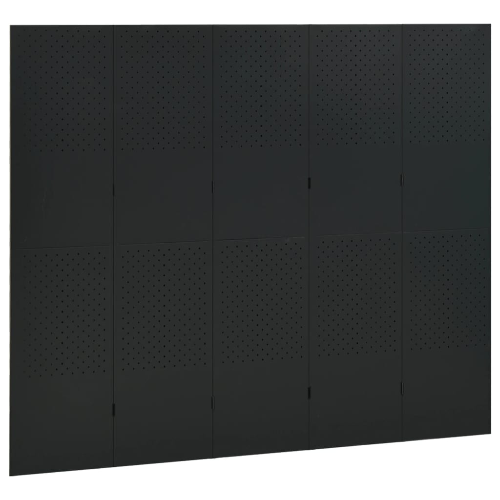 vidaXL 5 paneeliga ruumijagaja, must, 200 x 180 cm, teras