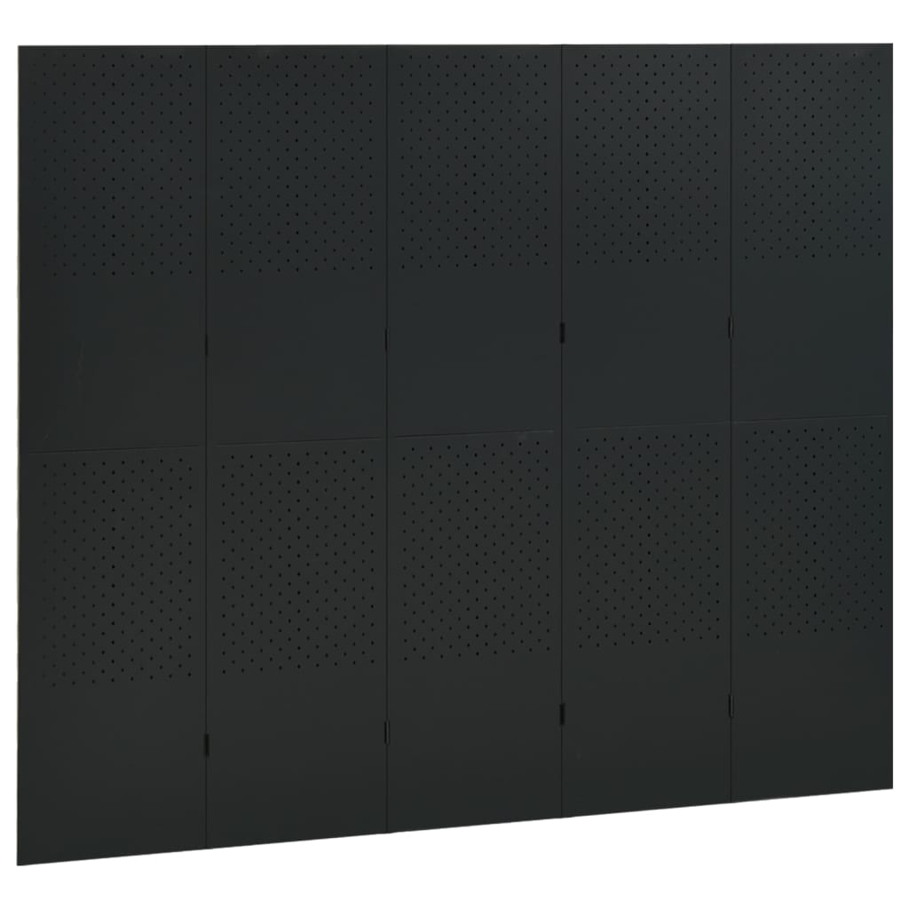 vidaXL 5 paneeliga ruumijagaja 2 tk, must, 200 x 180 cm, teras