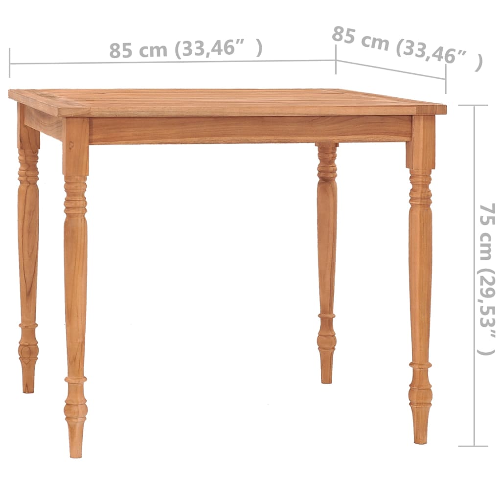 vidaXL Batavia laud, 85 x 85 x 75 cm, toekas tiikpuu