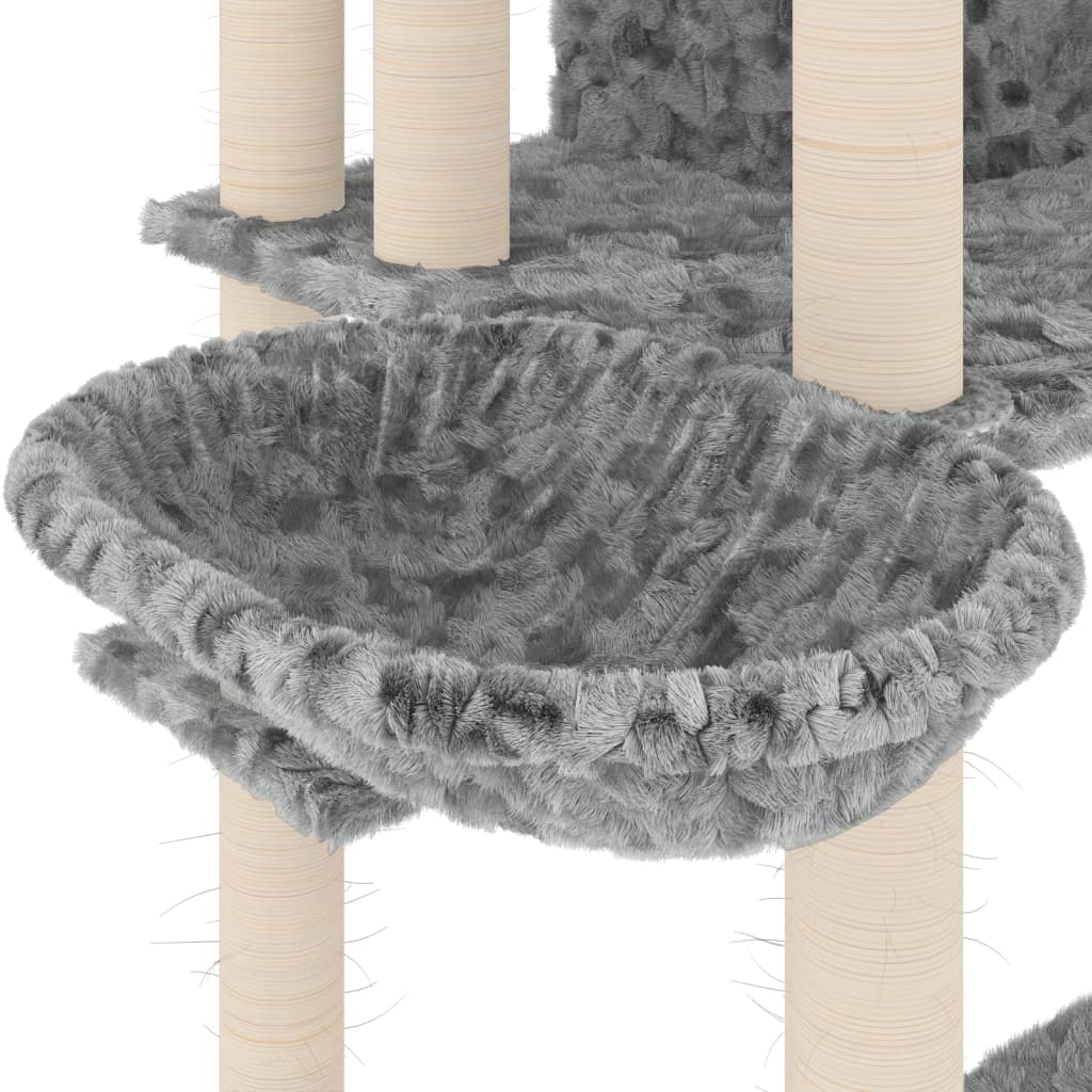 vidaXL kassimaja sisalköitega kraapimispuudega, helehall, 191 cm