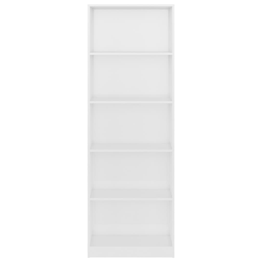 vidaXL 5-korruseline raamaturiiul valge 60x24x175 cm, tehispuit