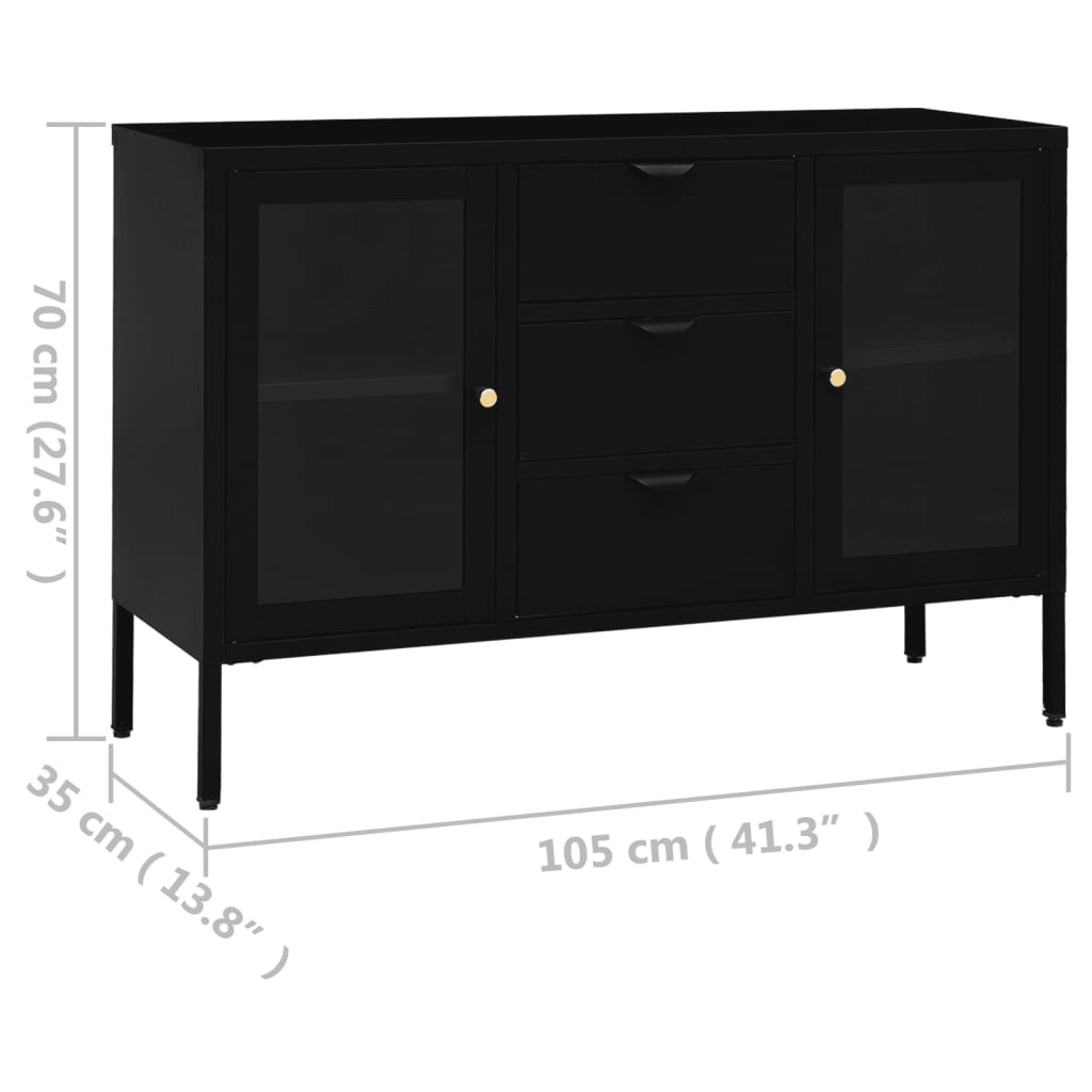 vidaXL puhvetkapp, must, 105 x 35 x 70 cm, teras ja klaas
