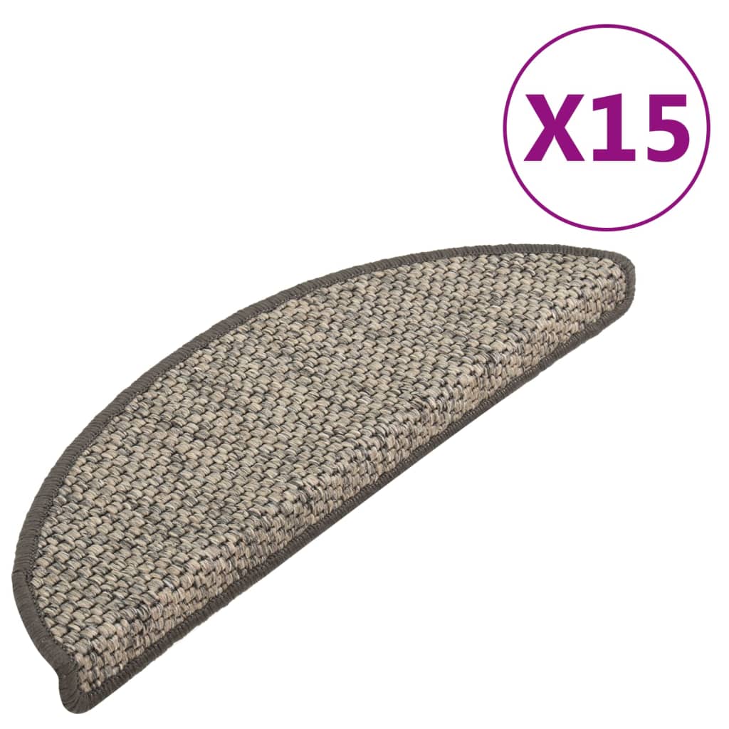 vidaXL isekleepuv trepivaip, sisal, 15 tk, 65x21x4 cm, antratsiit