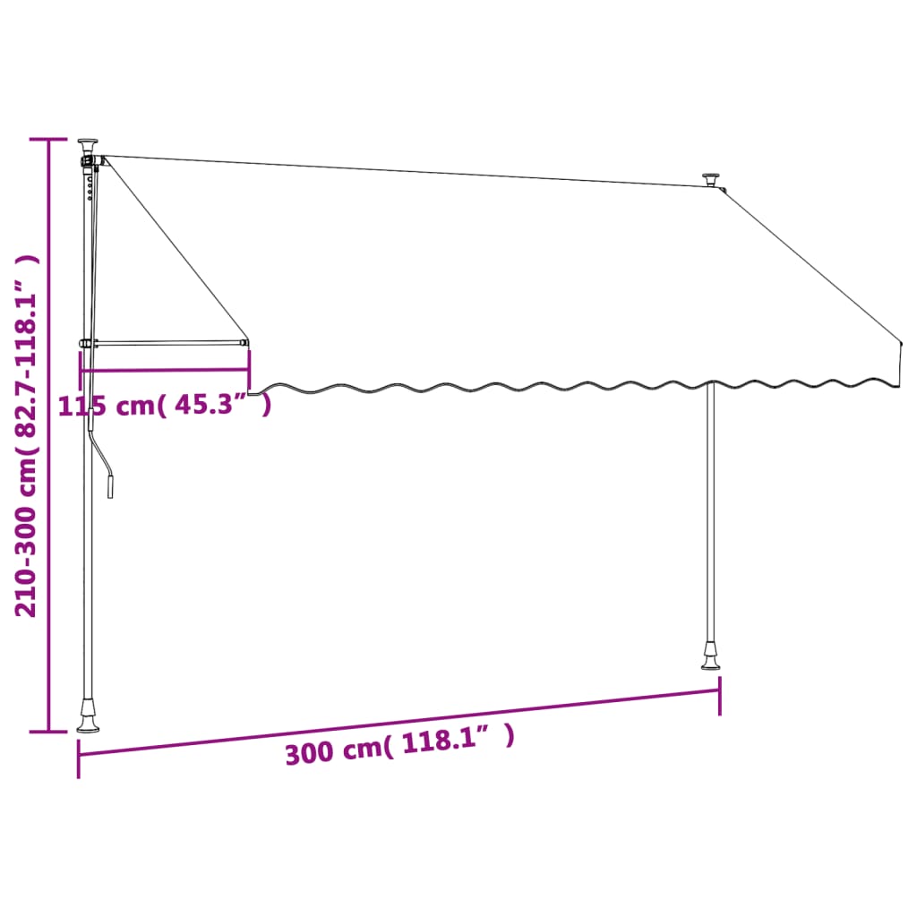 vidaXL sissetõmmatav varikatus antratsiithall, 300x150cm, kangas/teras