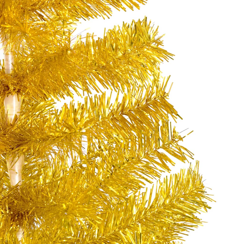 vidaXL valgustusega kunstkuusk kuulidega, kuldne, 180 cm, PET