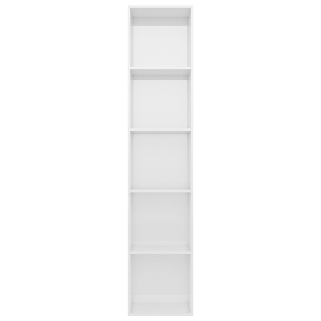 vidaXL raamaturiiul kõrgläikega valge 40x30x189 cm puitlaastplaat
