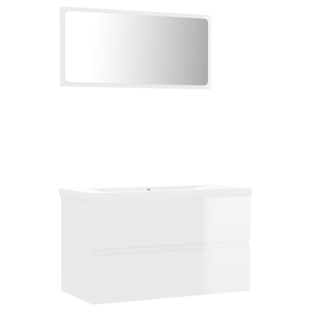vidaXL vannitoamööbli komplekt, kõrgläikega valge, puitlaastplaat