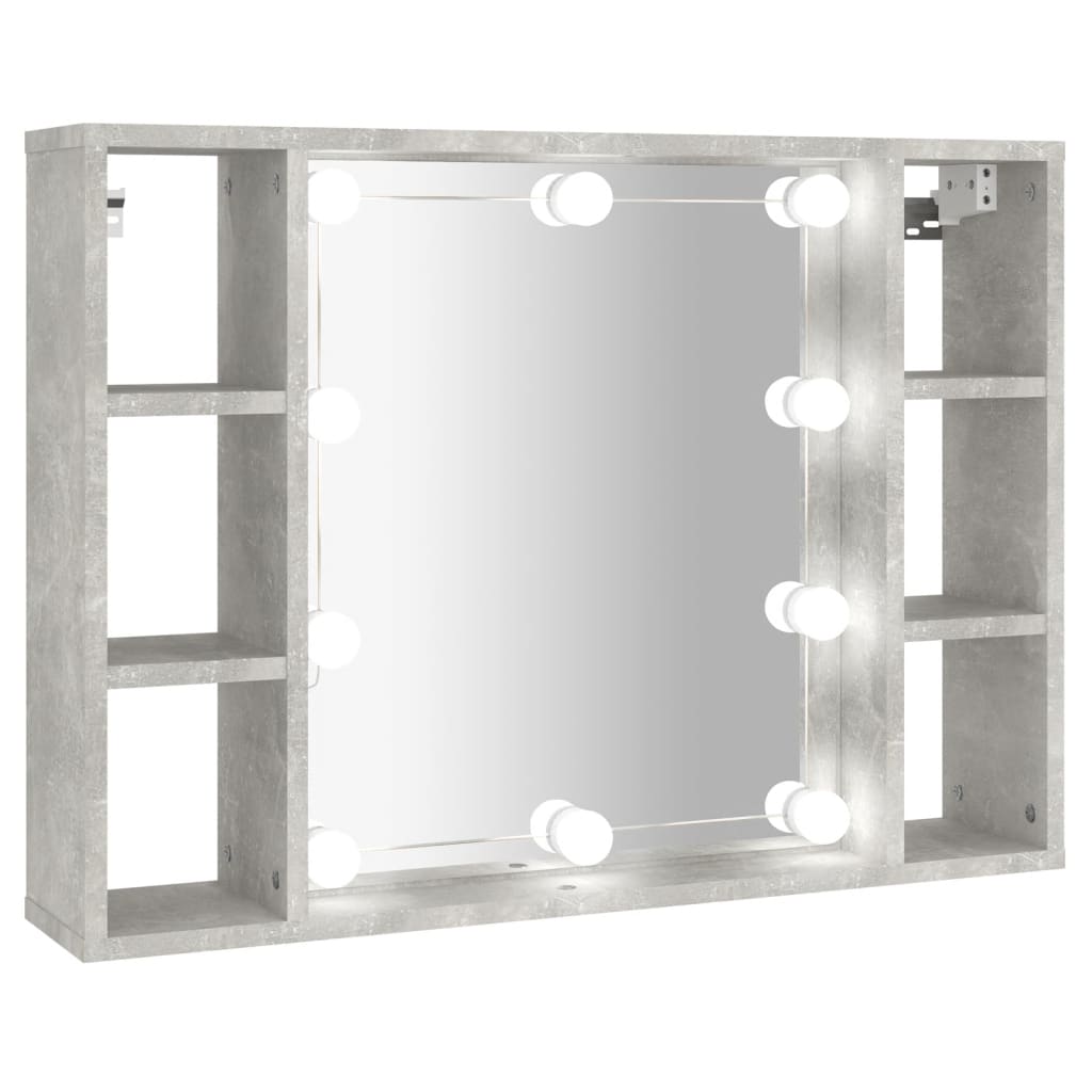 vidaXL peegelkapp LEDiga, betoonhall, 76 x 15 x 55 cm