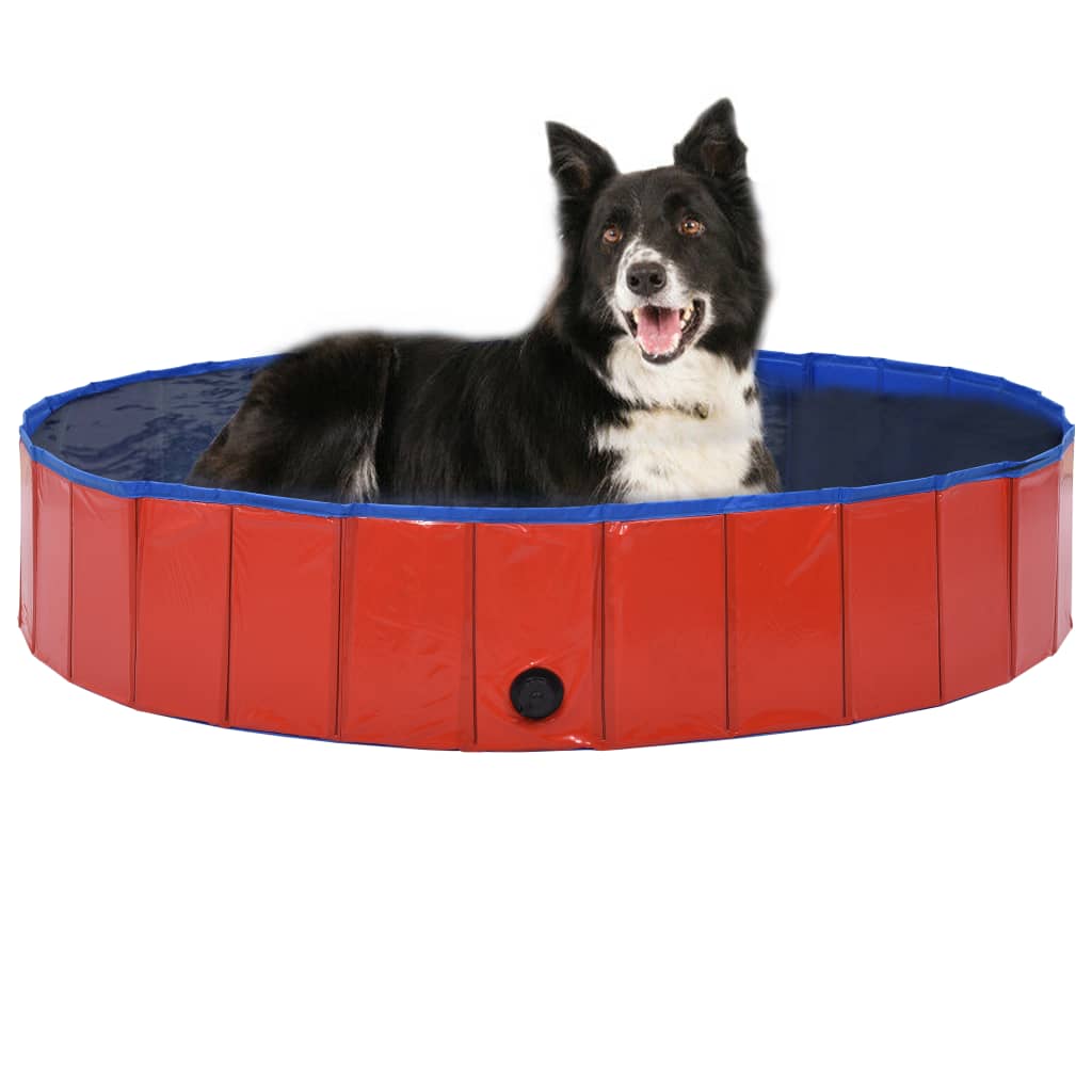 vidaXL kokkupandav koertebassein, punane, 160 x 30 cm, PVC