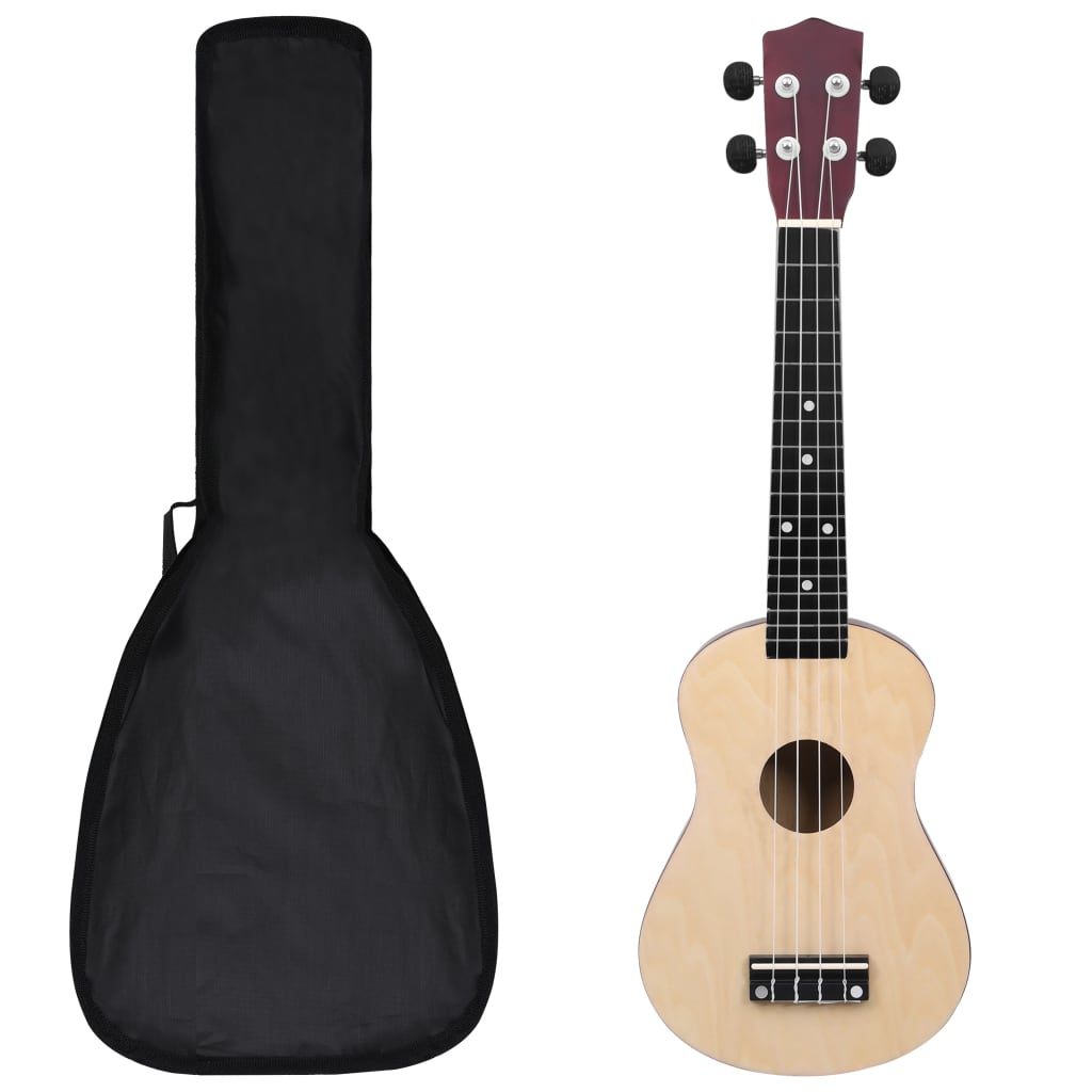 vidaXL sopran ukulele komplekt kotiga lastele naturaalne 23"