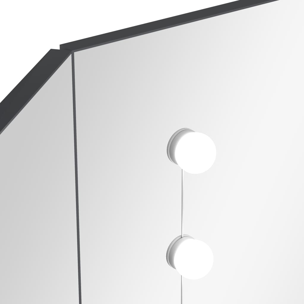 vidaXL nurga tualettlaud LED-tulega, hall, 111 x 54 x 141,5 cm