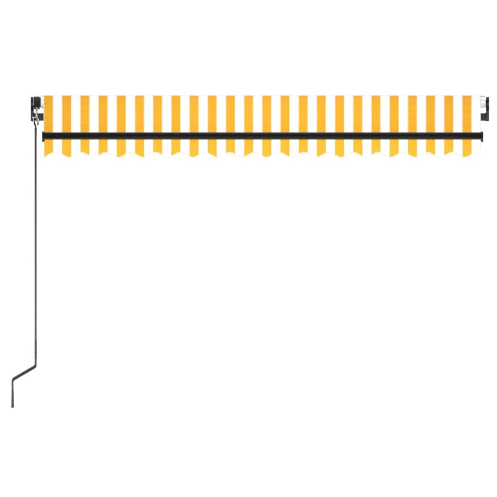 vidaXL käsitsi sissetõmmatav varikatus LED-iga, kollane ja valge