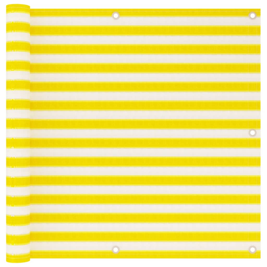vidaXL rõdusirm, kollane ja valge, 90 x 500 cm, HDPE
