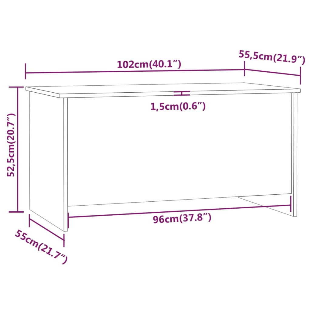 vidaXL kohvilaud, must, 102x55,5x52,5 cm, tehispuit