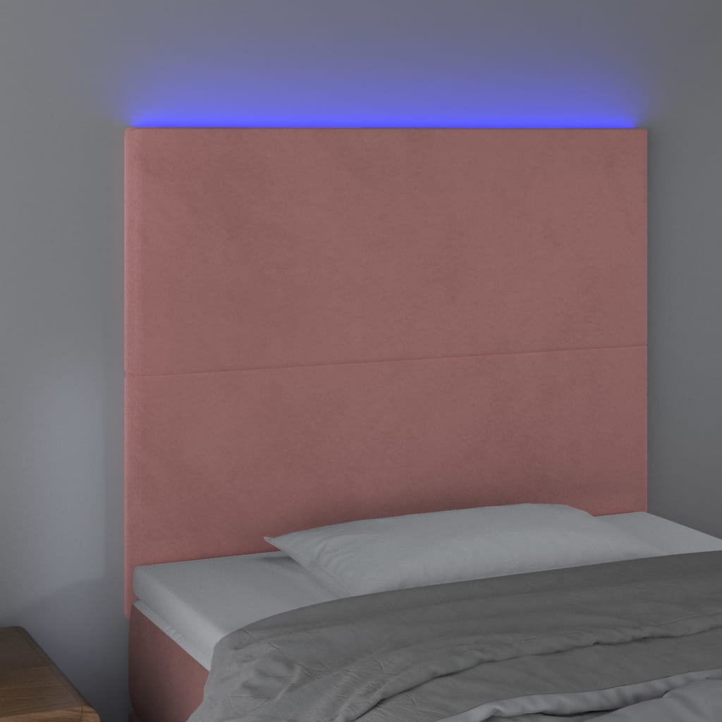 vidaXL LED-voodipeats, roosa, 100x5x118/128 cm, samet
