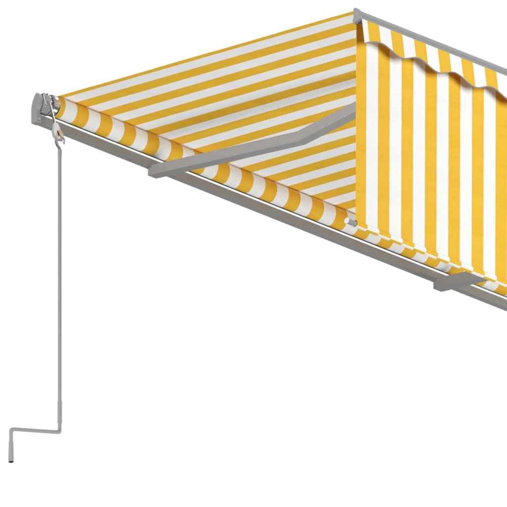 vidaXL käsitsi sissetõmmatav varikatus rulooga, 4,5x3 m, kollane/valge