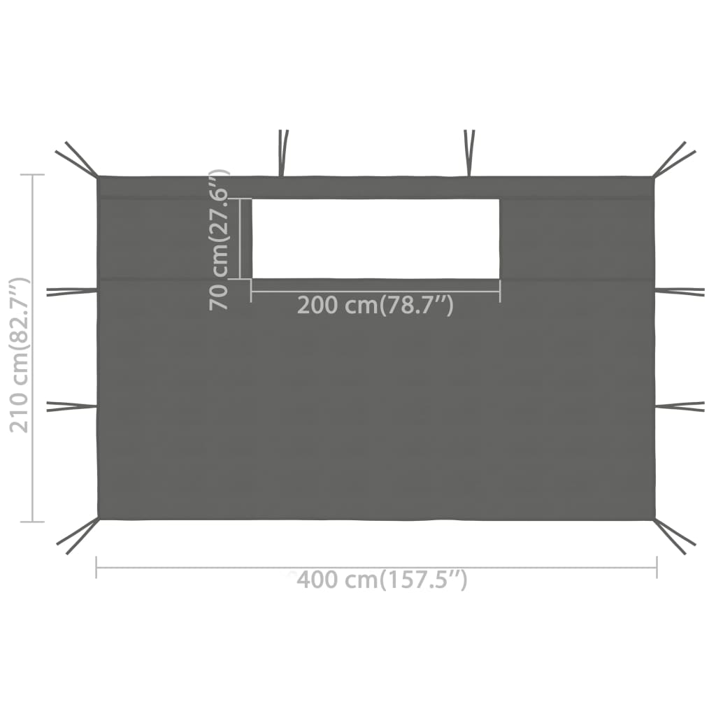 vidaXL lehtla külgseinad akendega 2 tk 4 x 2,1 m antratsiit 70 g/m²