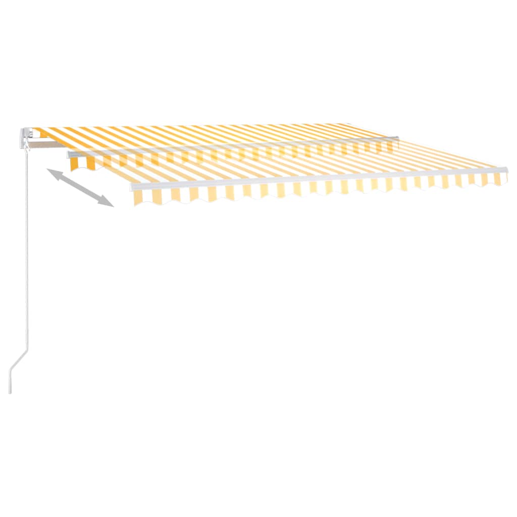 vidaXL käsitsi sissetõmmatav varikatus postidega, 4x3 m, kollane/valge