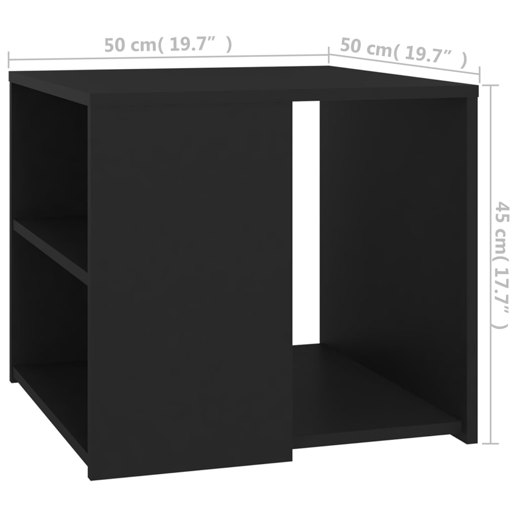 vidaXL lisalaud, must, 50x50x45 cm puitlaastplaat